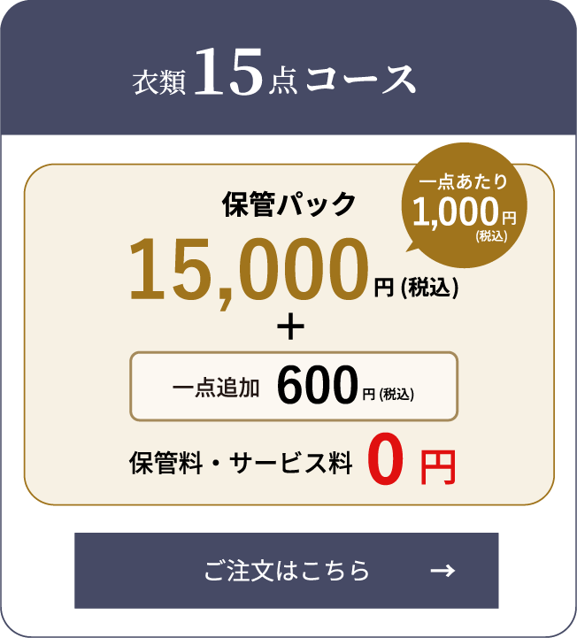 衣類15点コース
